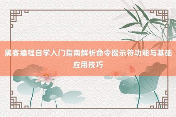 黑客编程自学入门指南解析命令提示符功能与基础应用技巧