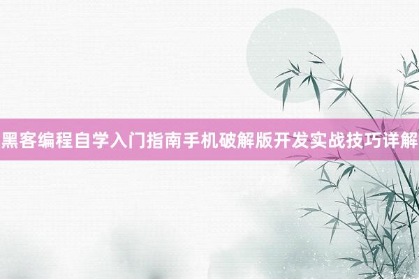 黑客编程自学入门指南手机破解版开发实战技巧详解